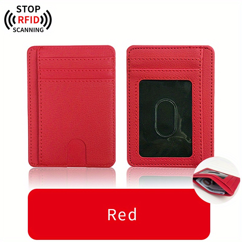 portable rfid blocking card holder pocket wallets with id window minimalist slim coin purse details 2