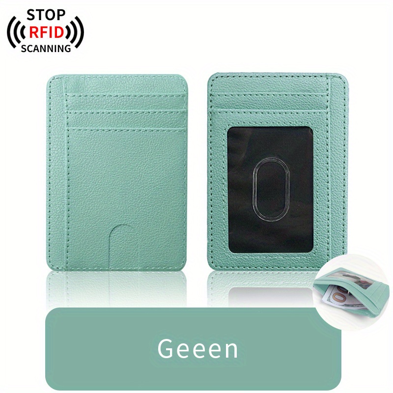 portable rfid blocking card holder pocket wallets with id window minimalist slim coin purse details 5