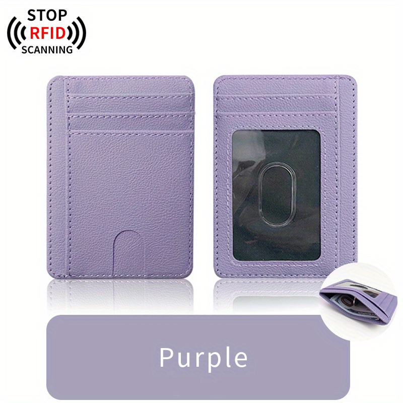 portable rfid blocking card holder pocket wallets with id window minimalist slim coin purse details 6