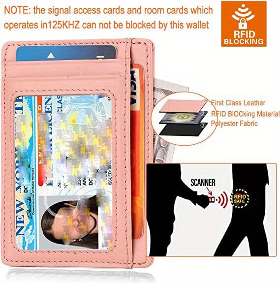 portable rfid blocking card holder pocket wallets with id window minimalist slim coin purse details 8