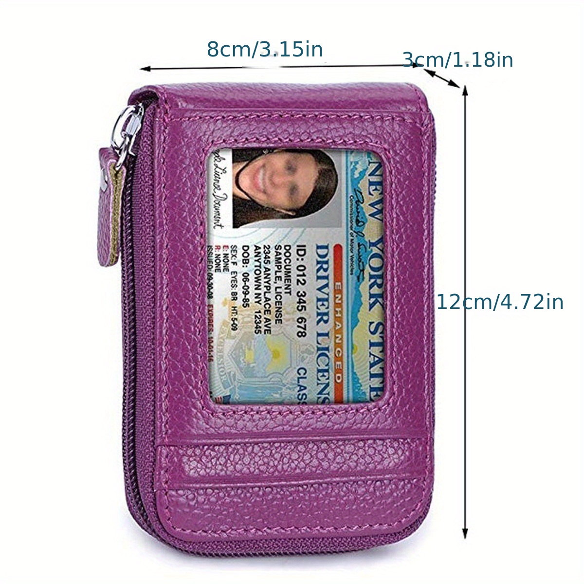 multi slots credit card wallet multi card case holder with id window zip around card coin purse details 1