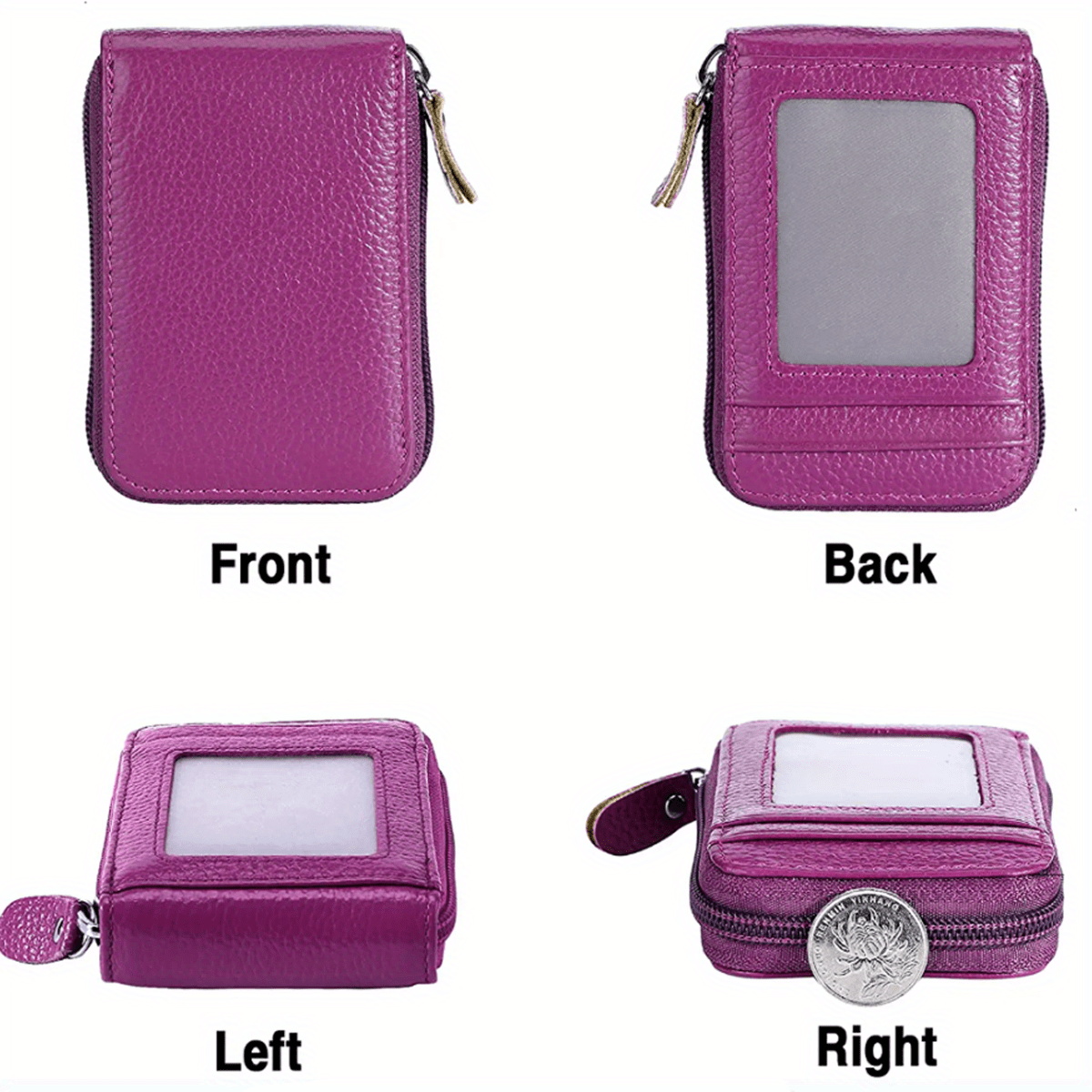 multi slots credit card wallet multi card case holder with id window zip around card coin purse details 2