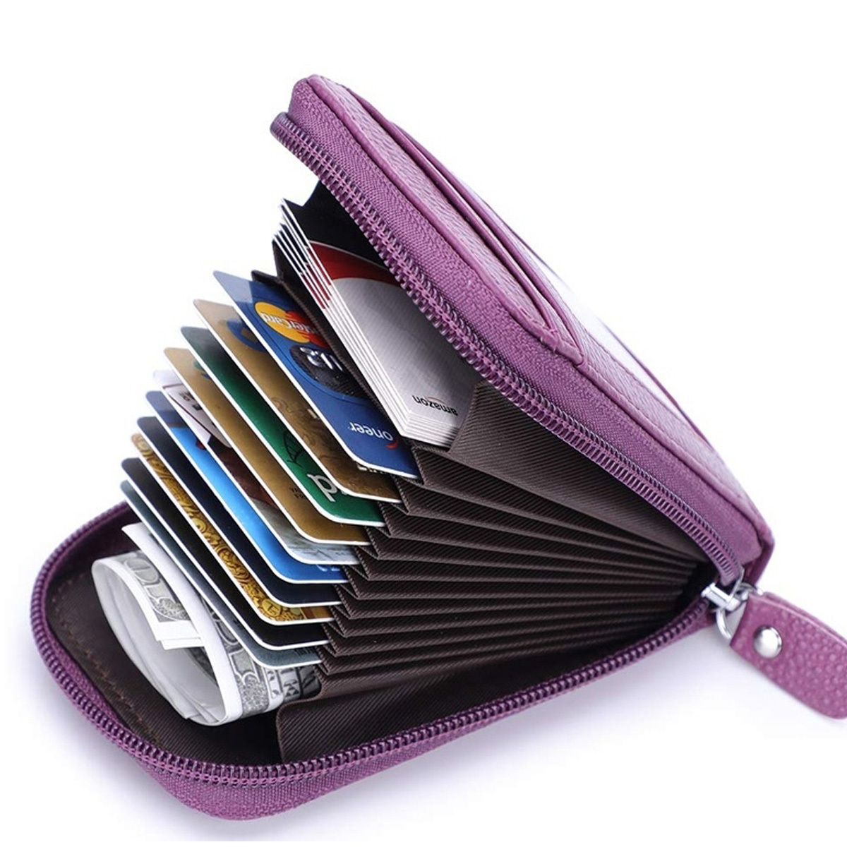 womens credit card wallet multi card case wallet with id window zipper card cases holder for women details 0