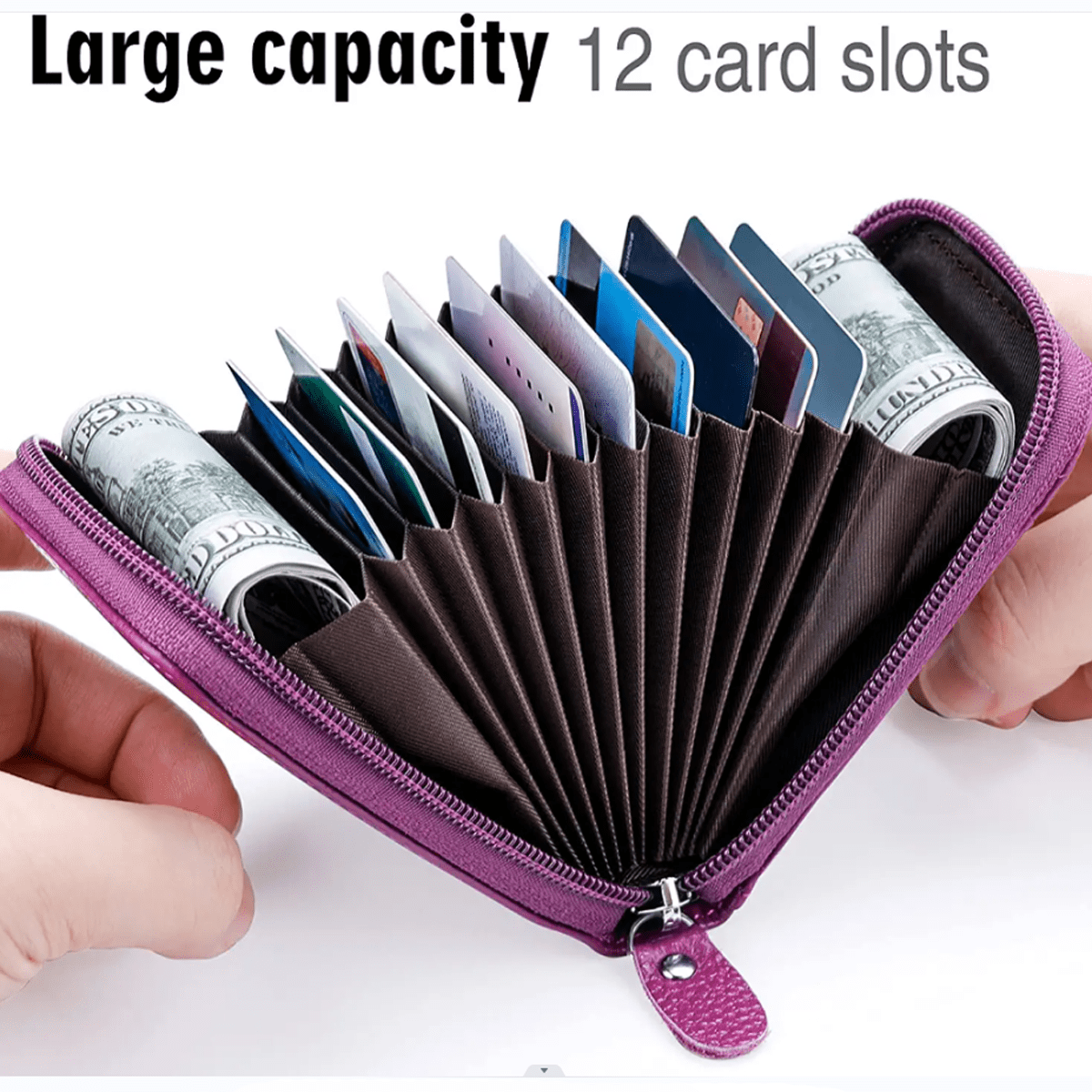 womens credit card wallet multi card case wallet with id window zipper card cases holder for women details 1