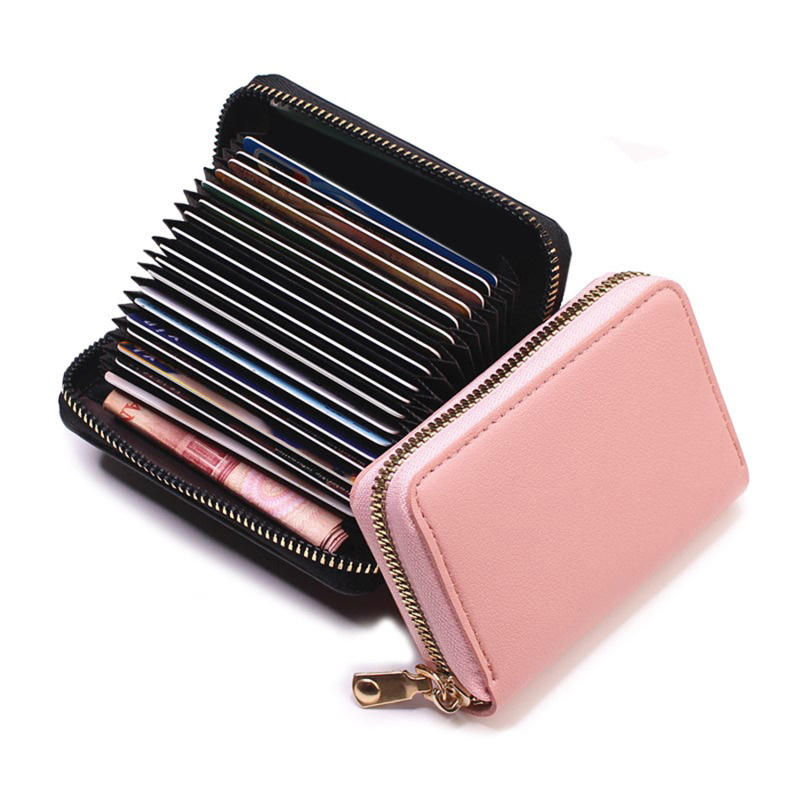 business card holder wallet women black pink blue red bank id card holder 20 bits card wallet case details 4