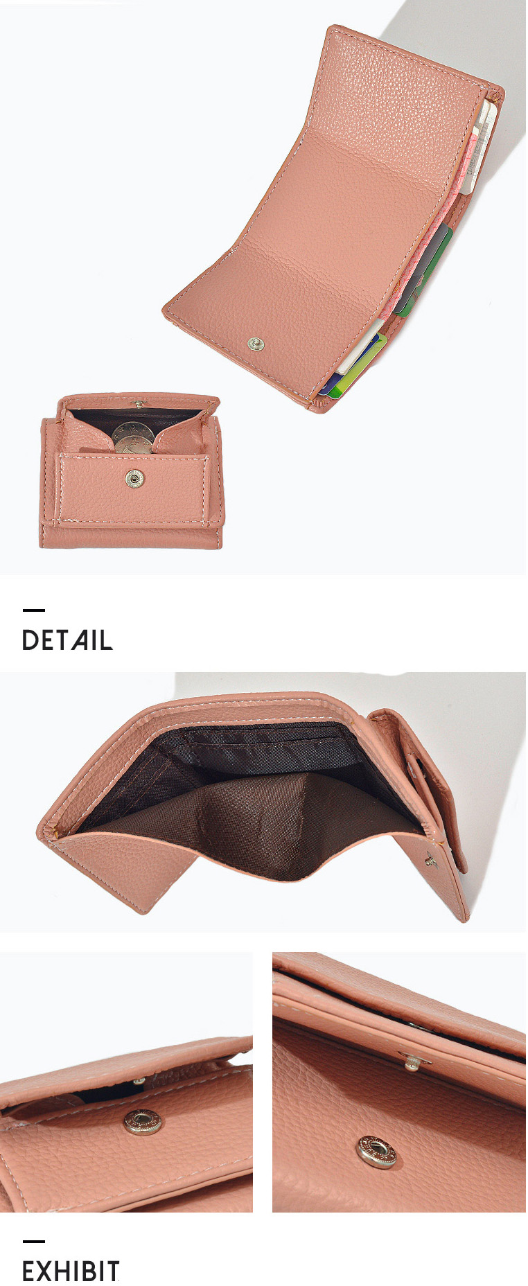 womens mini wallet faux leather snap button coin purse solid coin pockets for everyday details 5