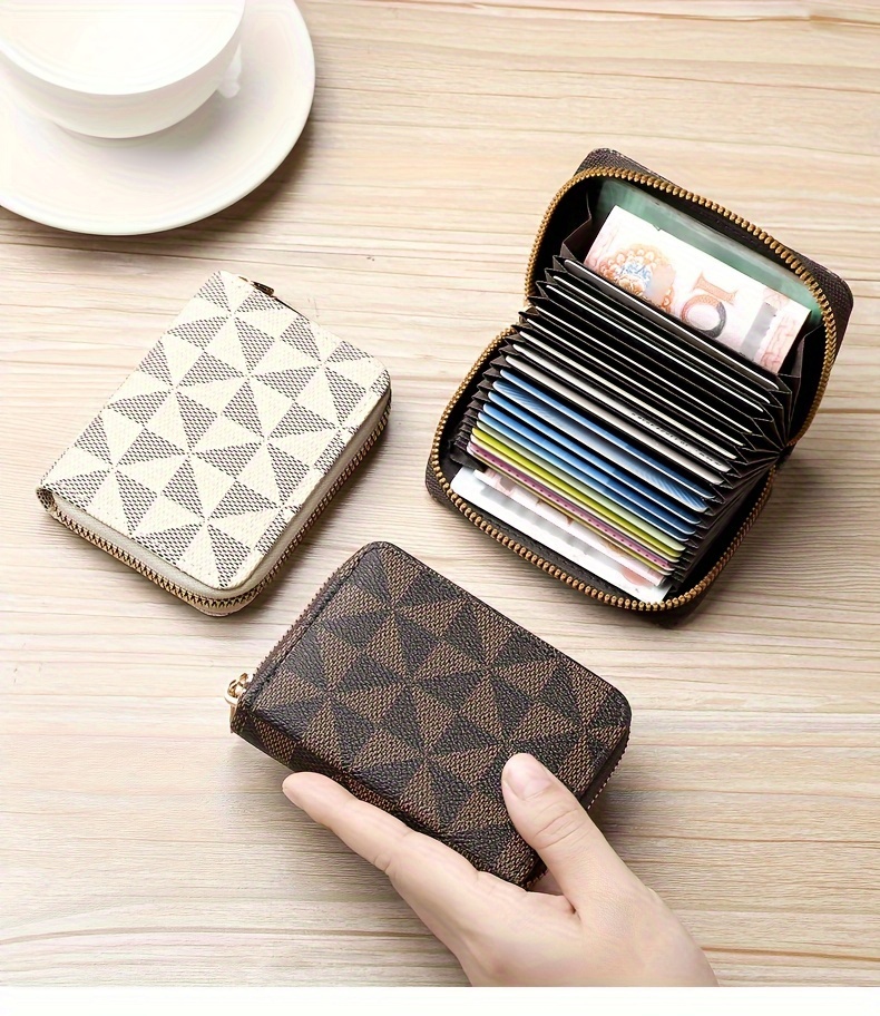 multi card slots short wallet zipper retro pattern coin purse womens classic textured credit card case details 0