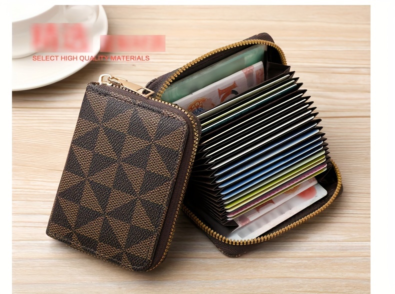 multi card slots short wallet zipper retro pattern coin purse womens classic textured credit card case details 2