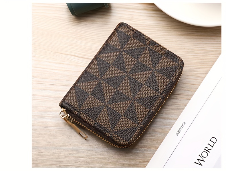 multi card slots short wallet zipper retro pattern coin purse womens classic textured credit card case details 3