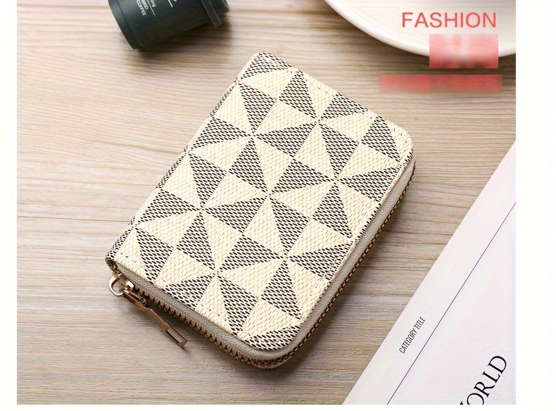 multi card slots short wallet zipper retro pattern coin purse womens classic textured credit card case details 4