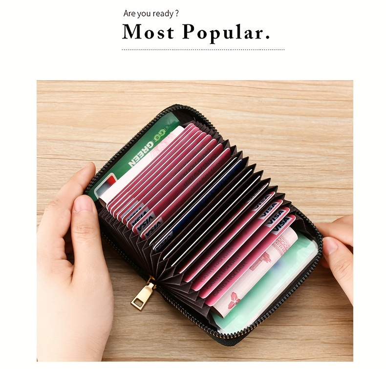 multi card slots short wallet zipper retro pattern coin purse womens classic textured credit card case details 5