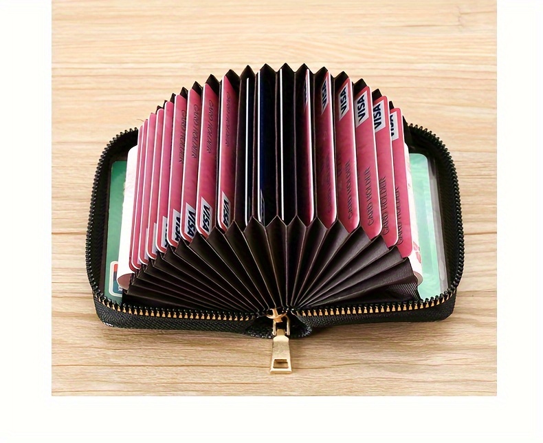 multi card slots short wallet zipper retro pattern coin purse womens classic textured credit card case details 7