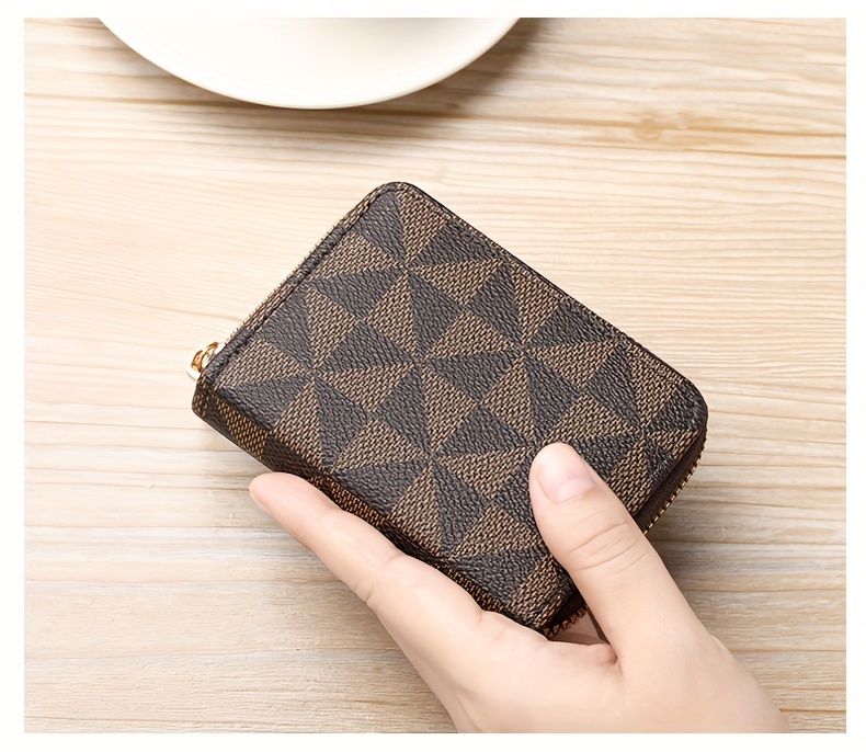 multi card slots short wallet zipper retro pattern coin purse womens classic textured credit card case details 9