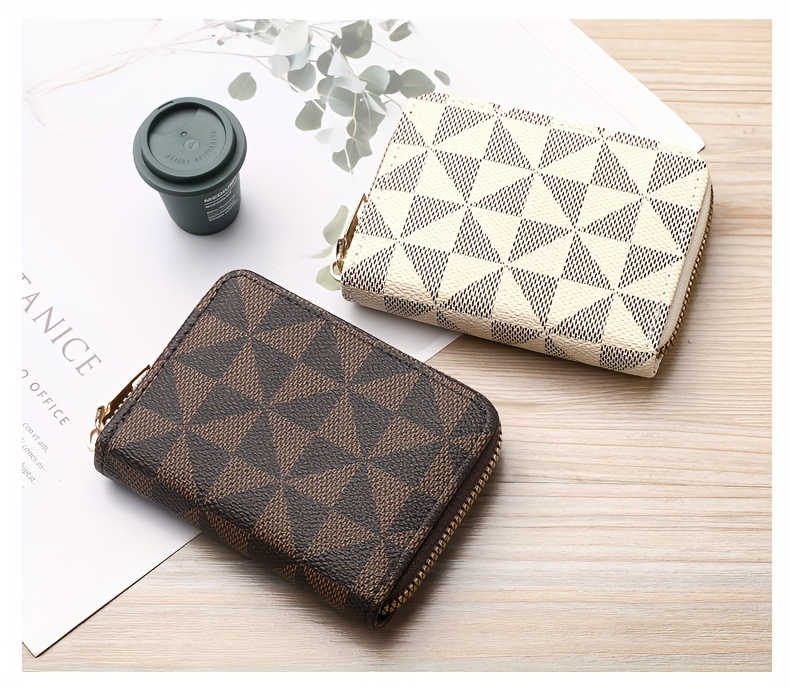 multi card slots short wallet zipper retro pattern coin purse womens classic textured credit card case details 10