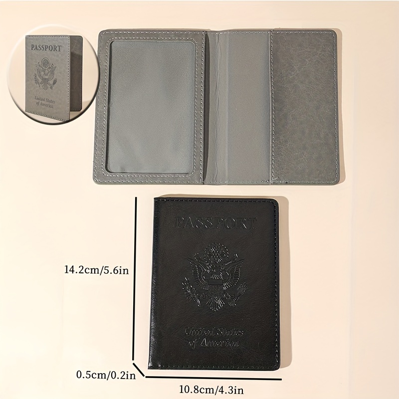 womens vintage passport cover lightweight solid color passport case faux leather bag details 2