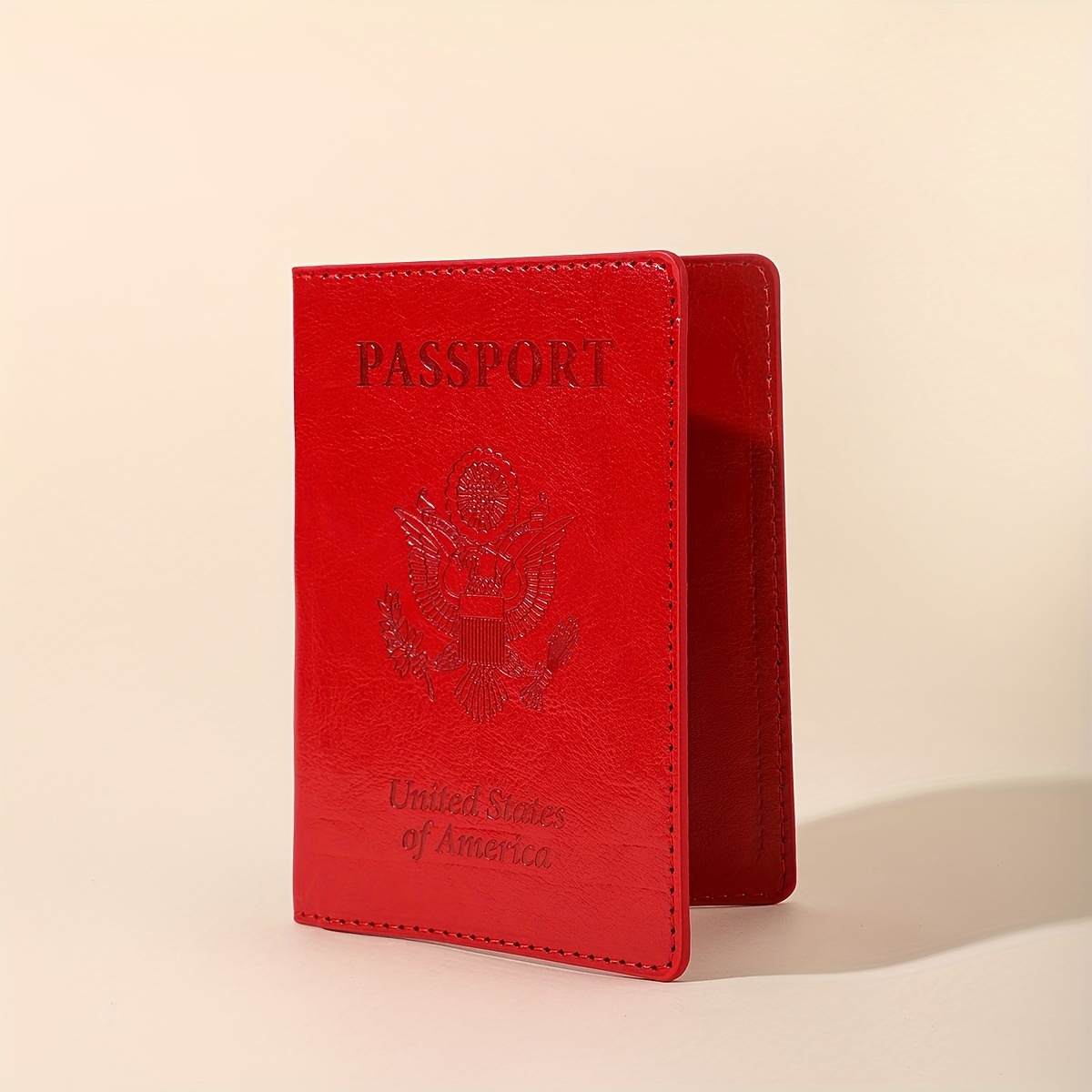 womens vintage passport cover lightweight solid color passport case faux leather bag details 4