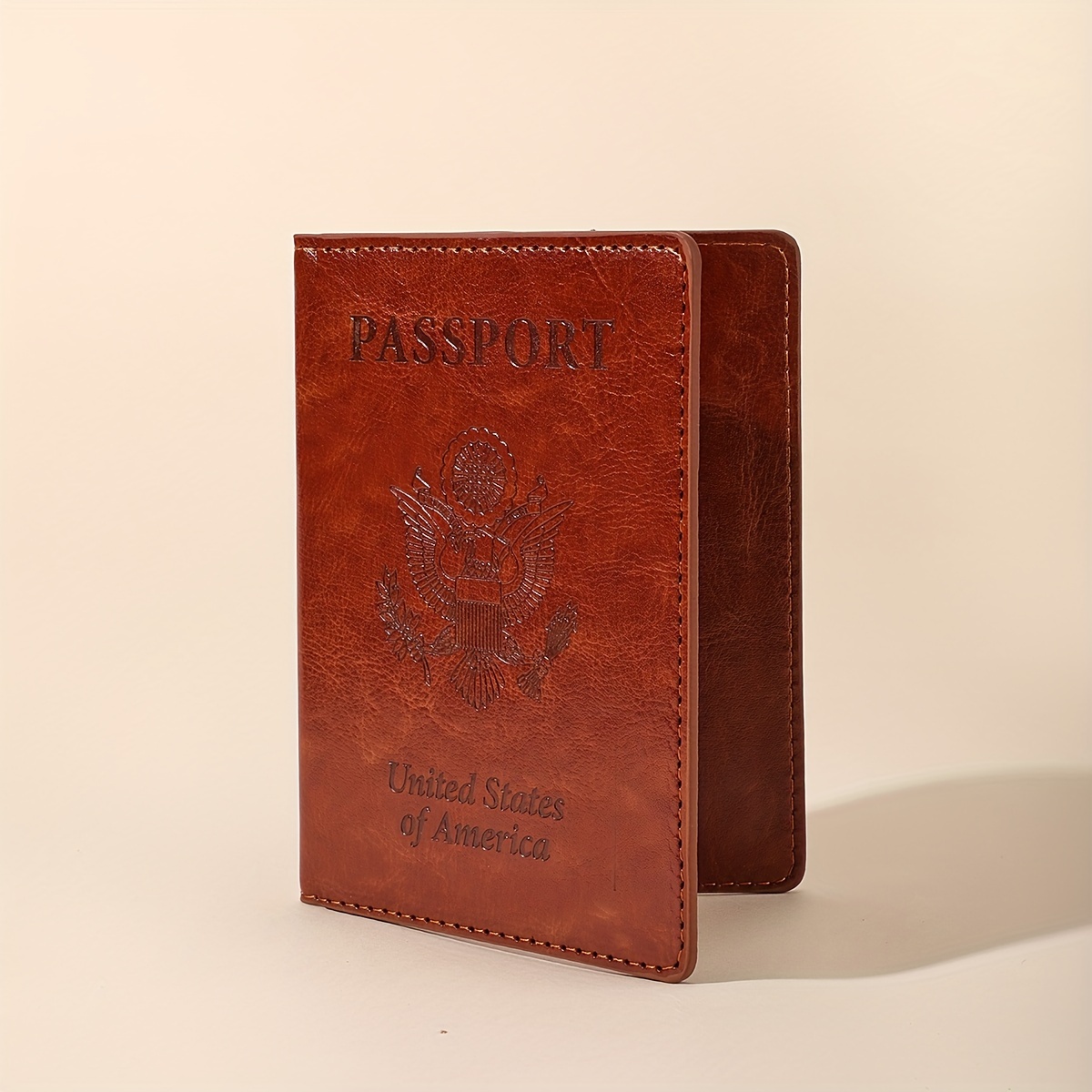 womens vintage passport cover lightweight solid color passport case faux leather bag details 5